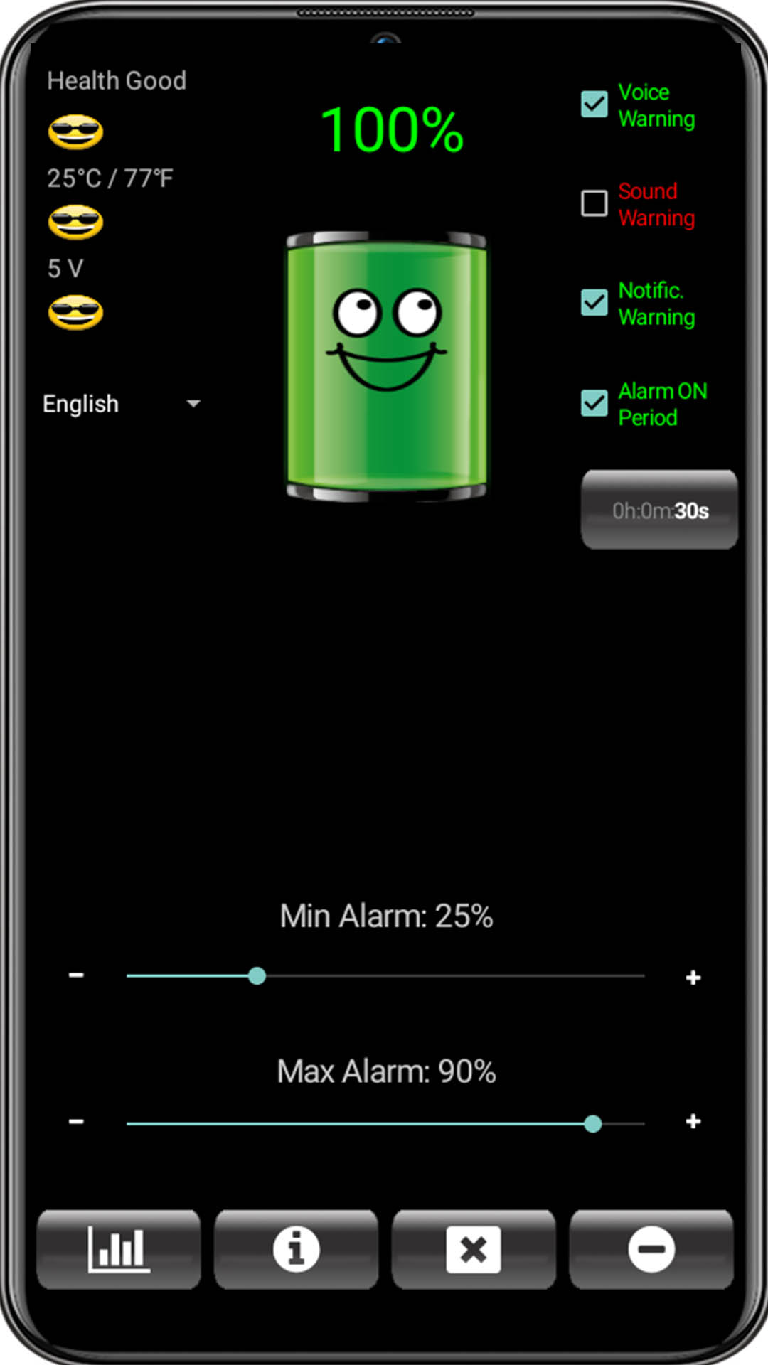 اسکرین شات 1 برنامه Battery Alarm