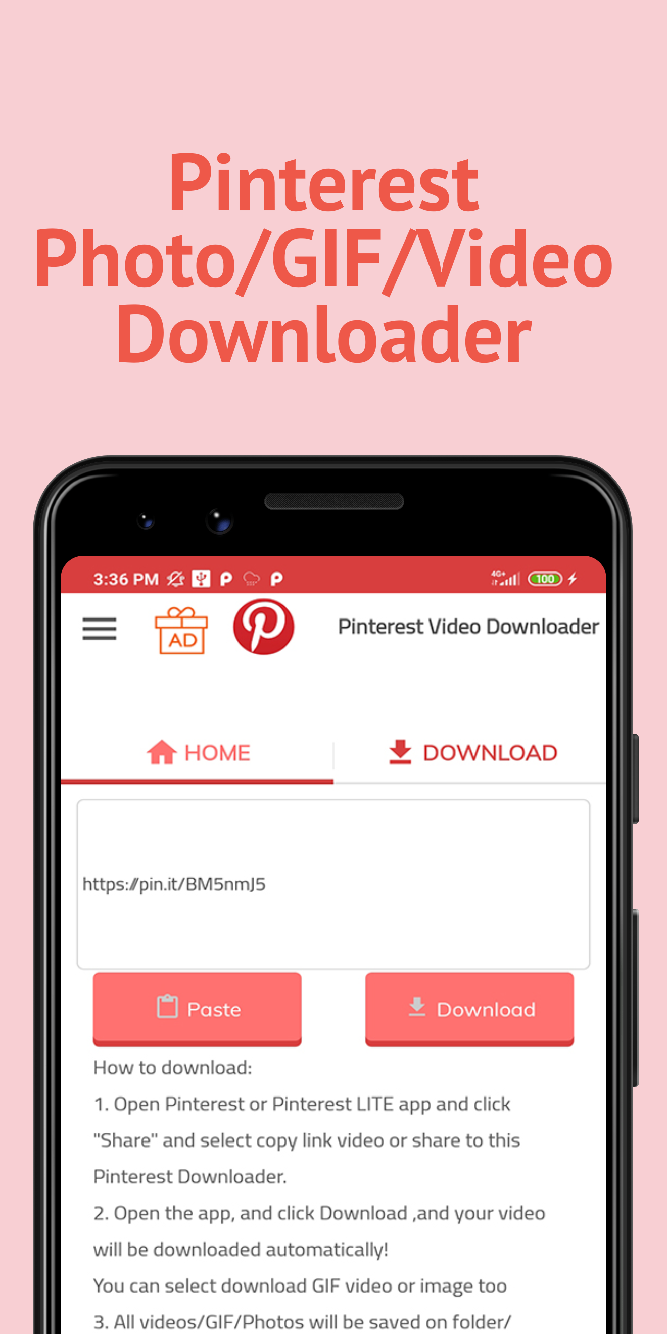 اسکرین شات 1 برنامه Video Downloader for Pinterest