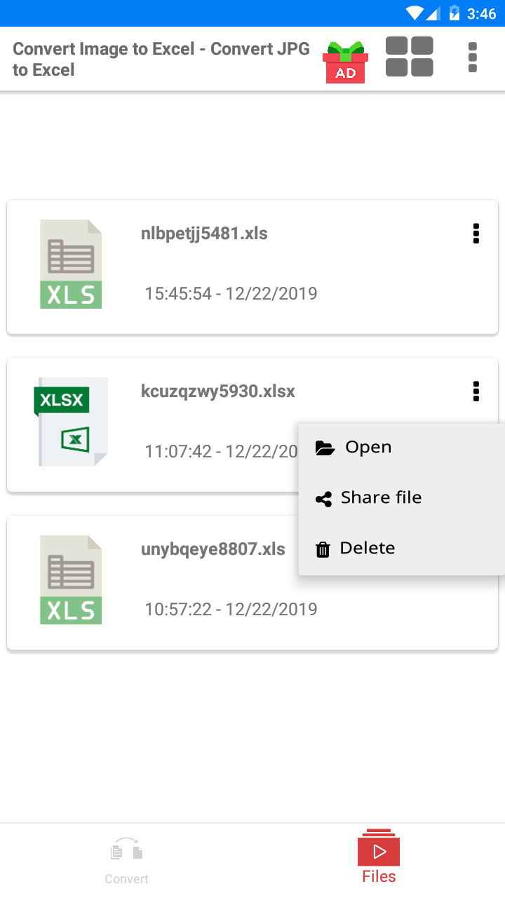 اسکرین شات 3 برنامه Convert JPG to XLSX - Image to
