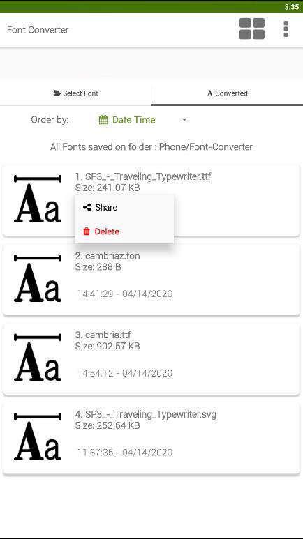 اسکرین شات 4 برنامه Font Converter - Convert OTF t