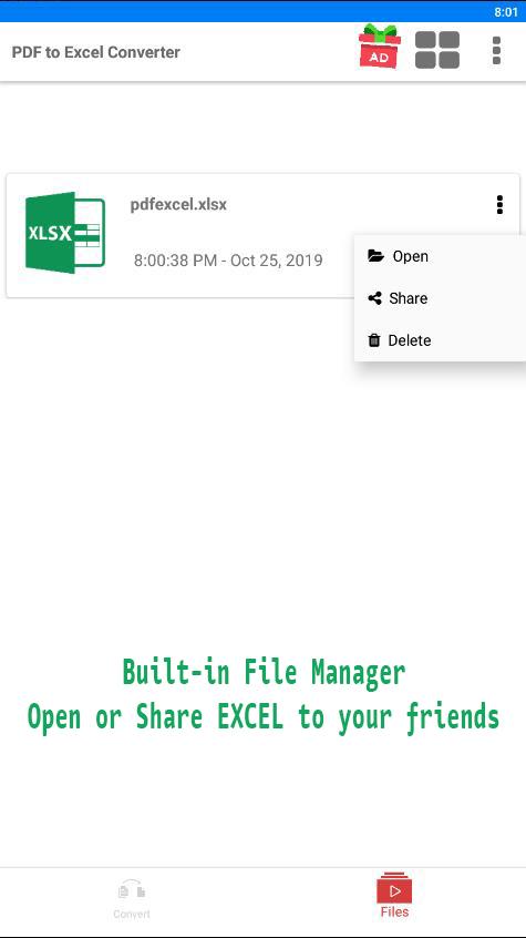 اسکرین شات 3 برنامه PDF to XLS Converter
