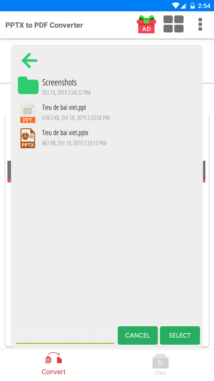 اسکرین شات 2 برنامه PPTX to PDF Converter
