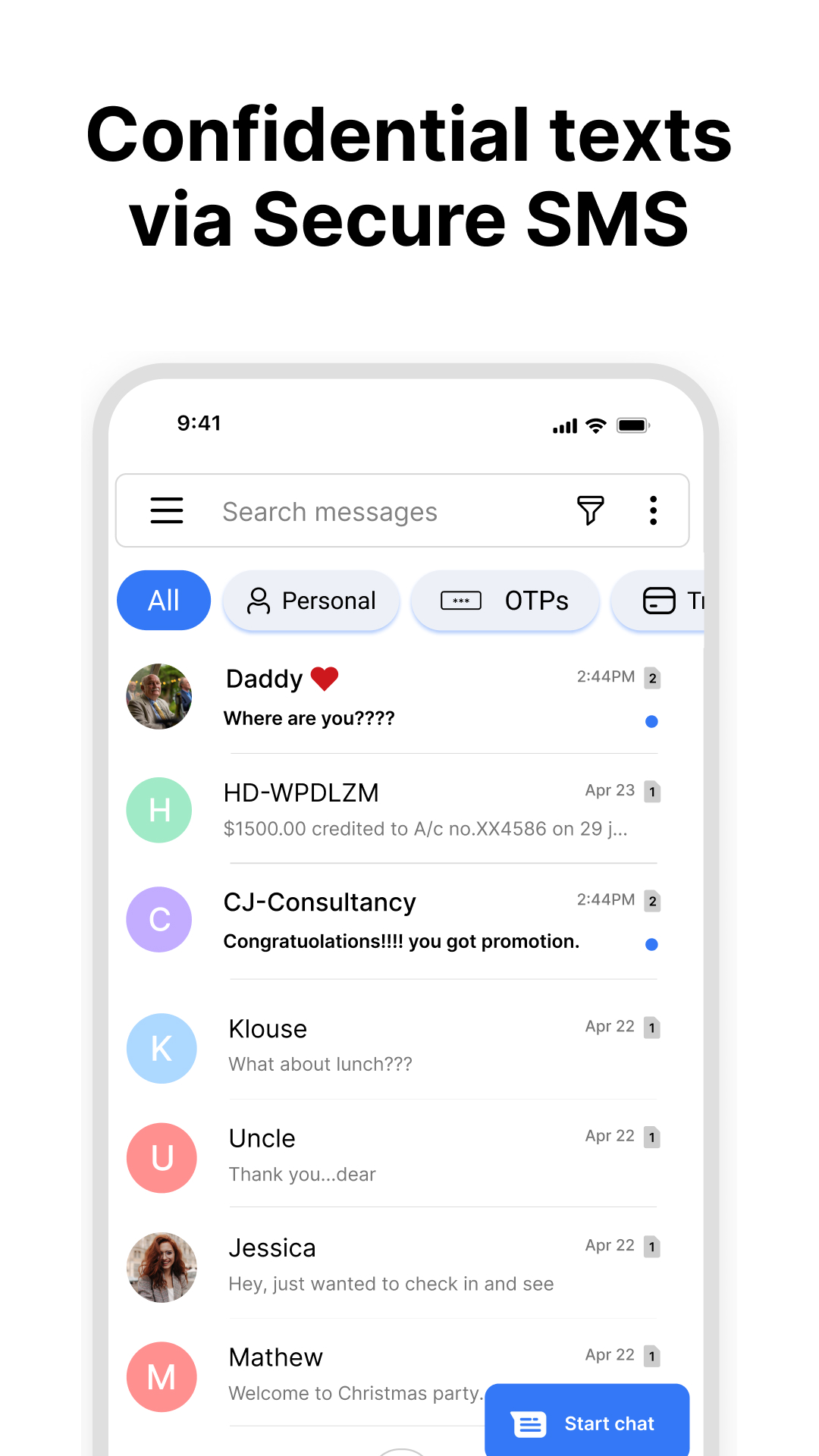اسکرین شات 1 برنامه Messages - SMS Texting App