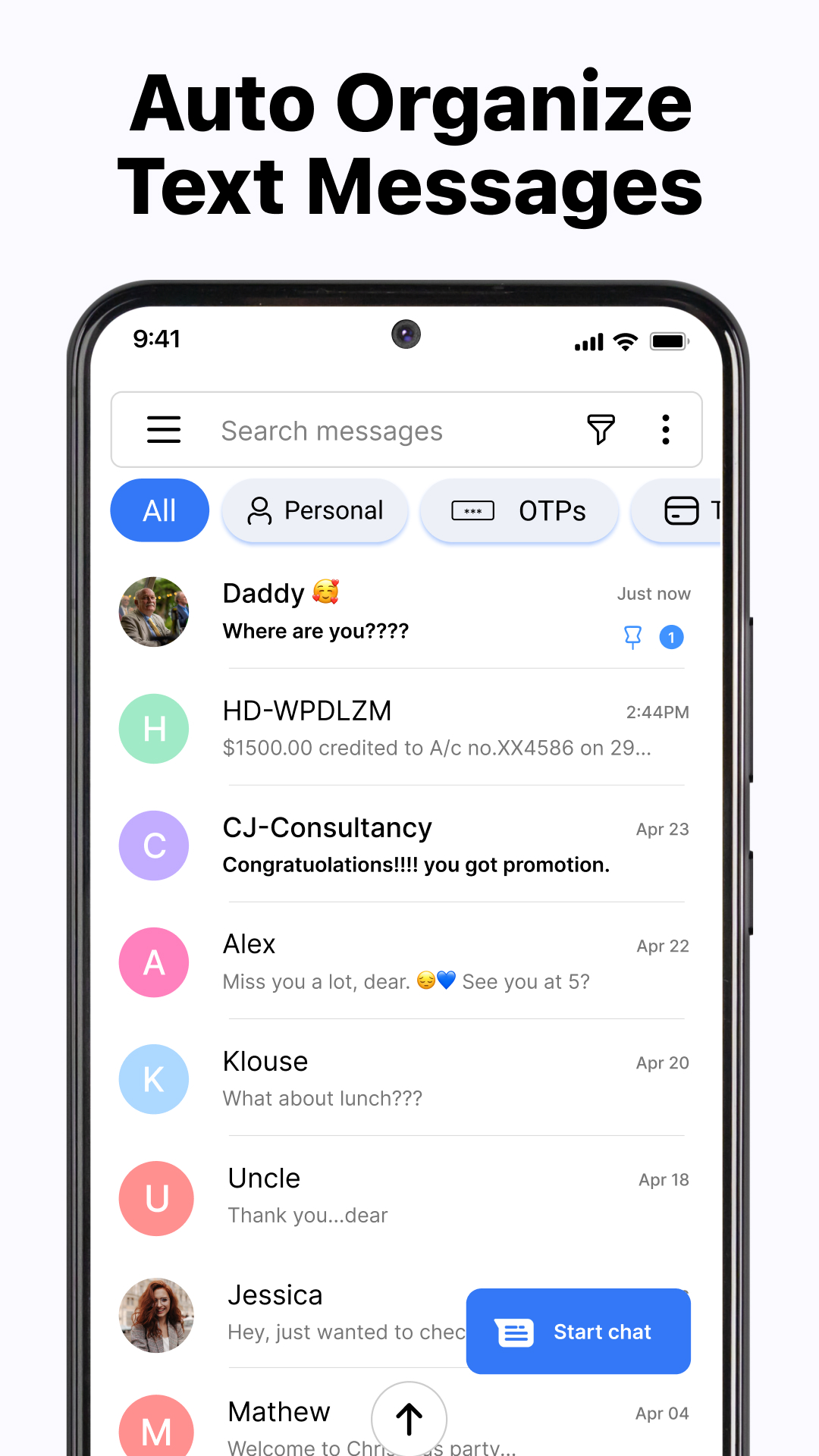 اسکرین شات 1 برنامه Messages - SMS Texting App