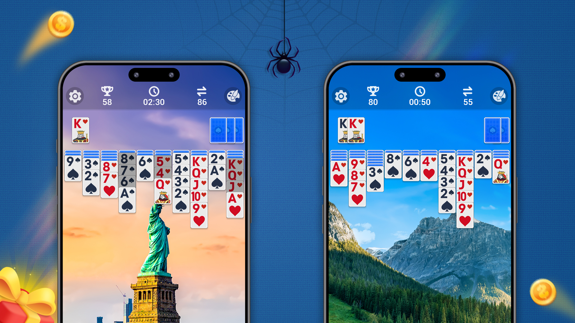 اسکرین شات 2 بازی Spider Solitaire, Large Cards