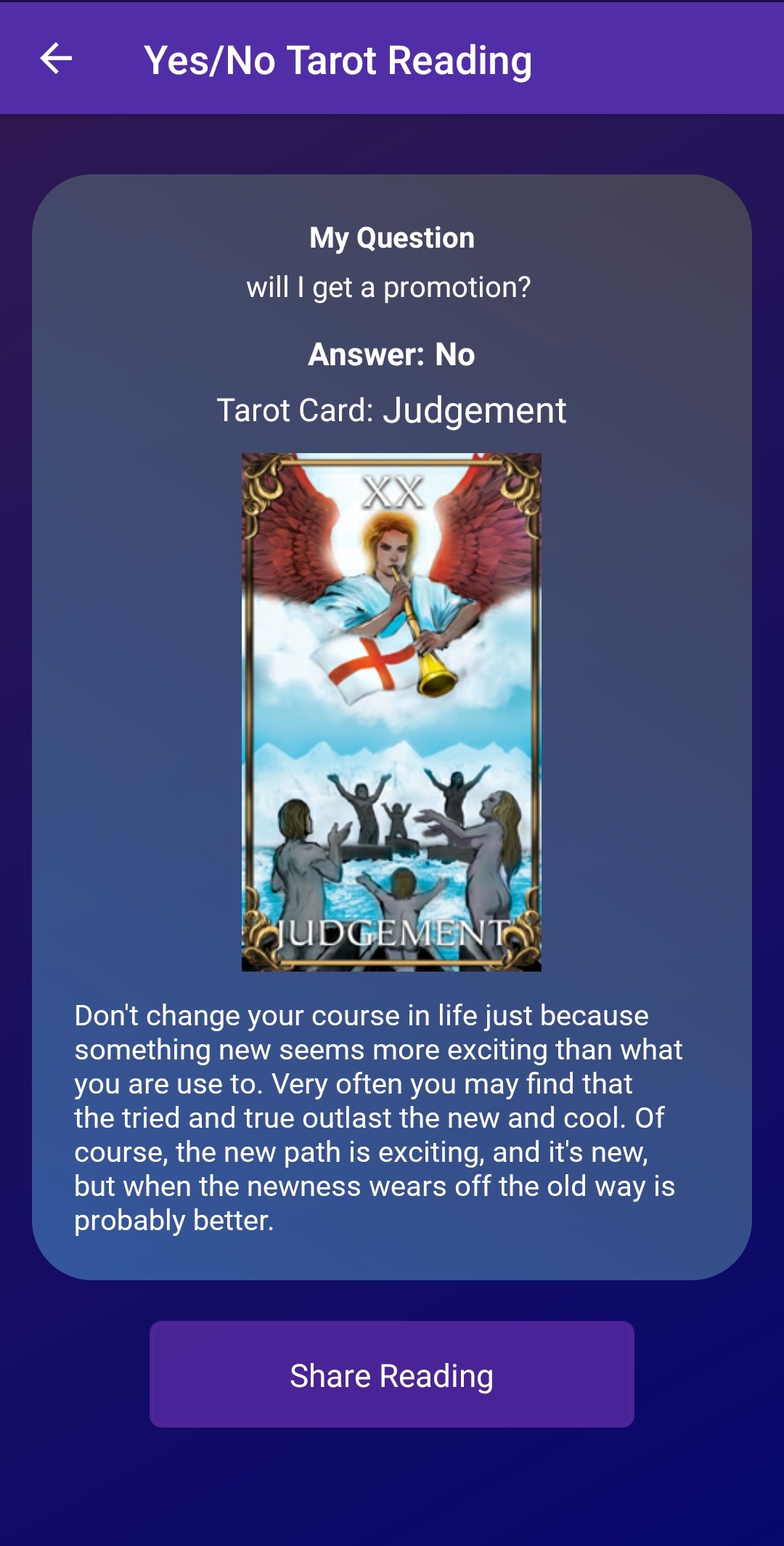 اسکرین شات 6 برنامه DailyTarot: Oracle Tarot Cards