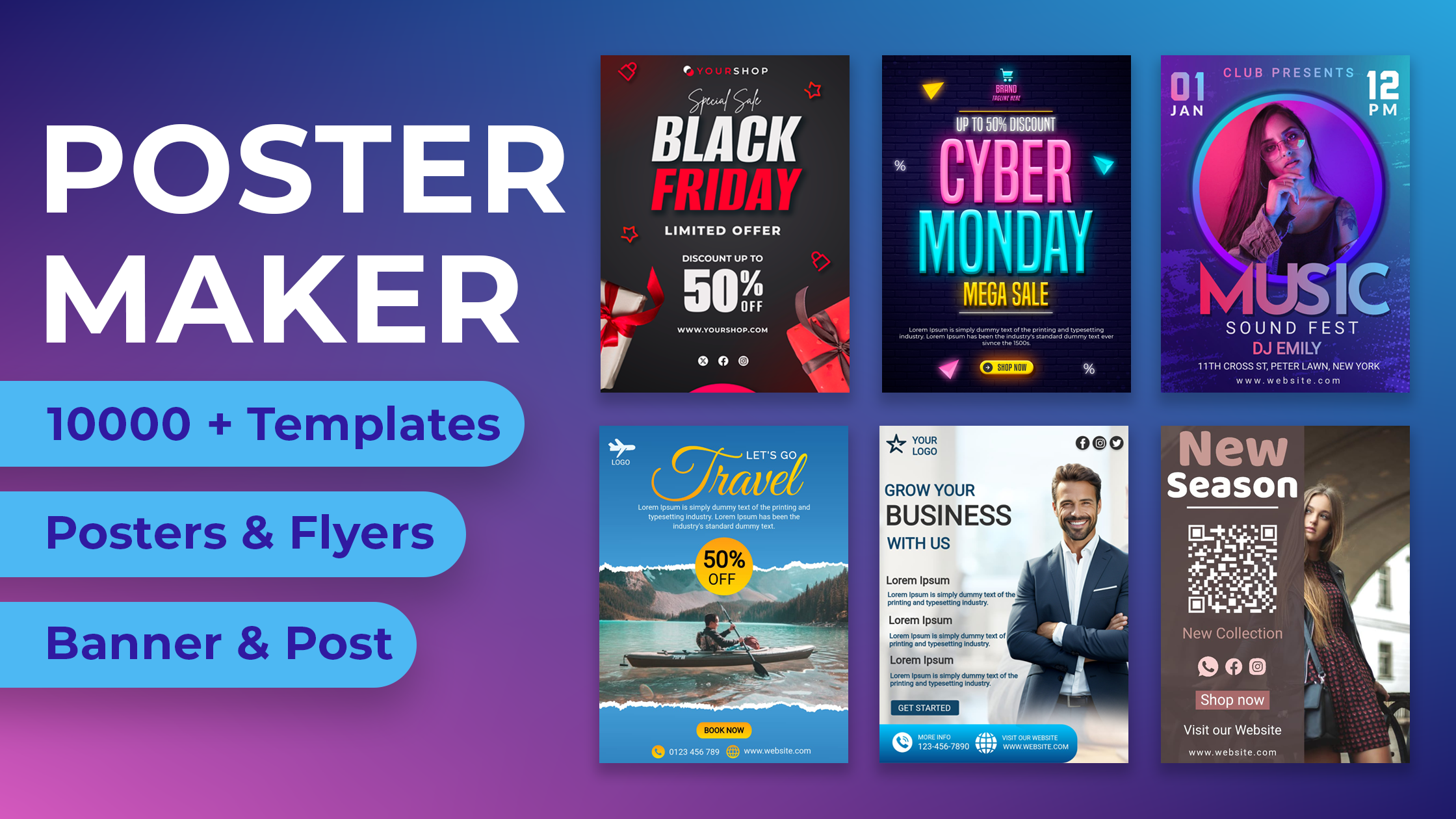 اسکرین شات 1 برنامه Poster maker, Flyer, Banner