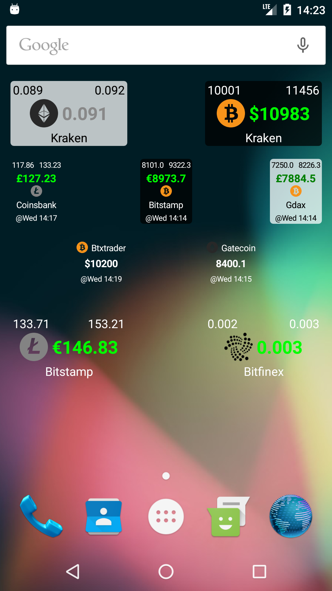 اسکرین شات 1 برنامه Bitcoin Ticker Widget