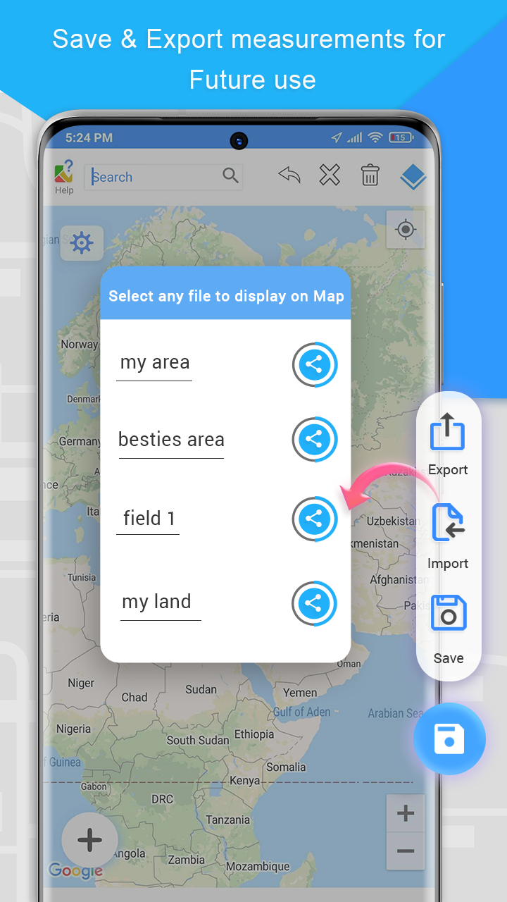 اسکرین شات 6 برنامه Gps Area Measurement