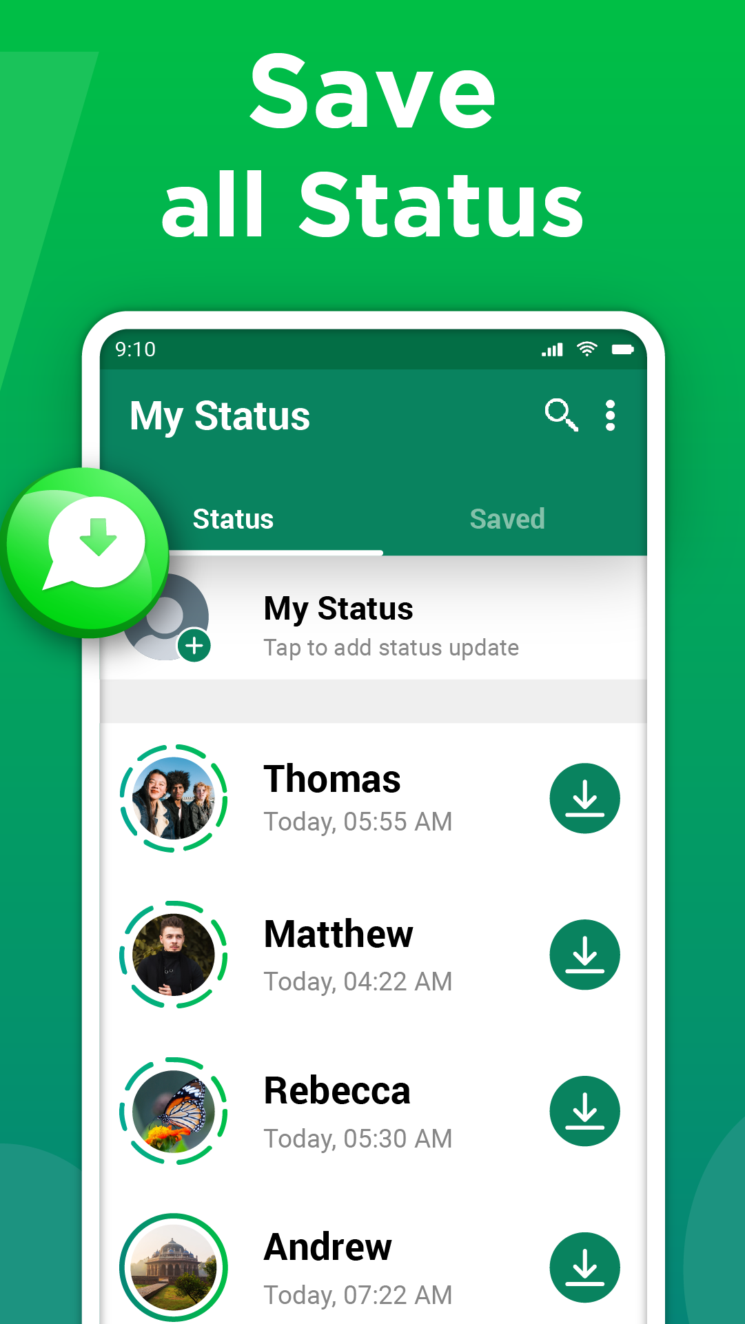اسکرین شات 1 برنامه Status Saver - Save Status