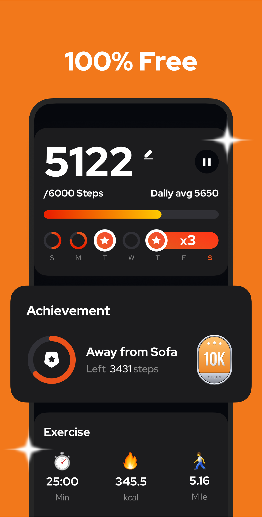 اسکرین شات 1 برنامه Step Counter - Pedometer