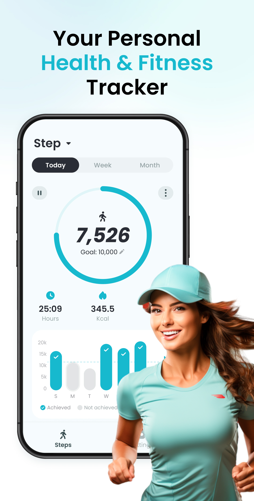 اسکرین شات 1 برنامه Pedometer App - Step Counter