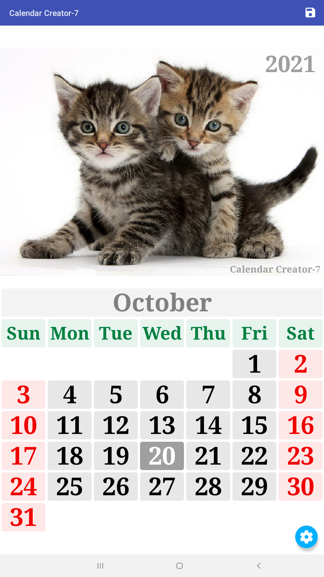 اسکرین شات 1 برنامه Calendar Creator-7