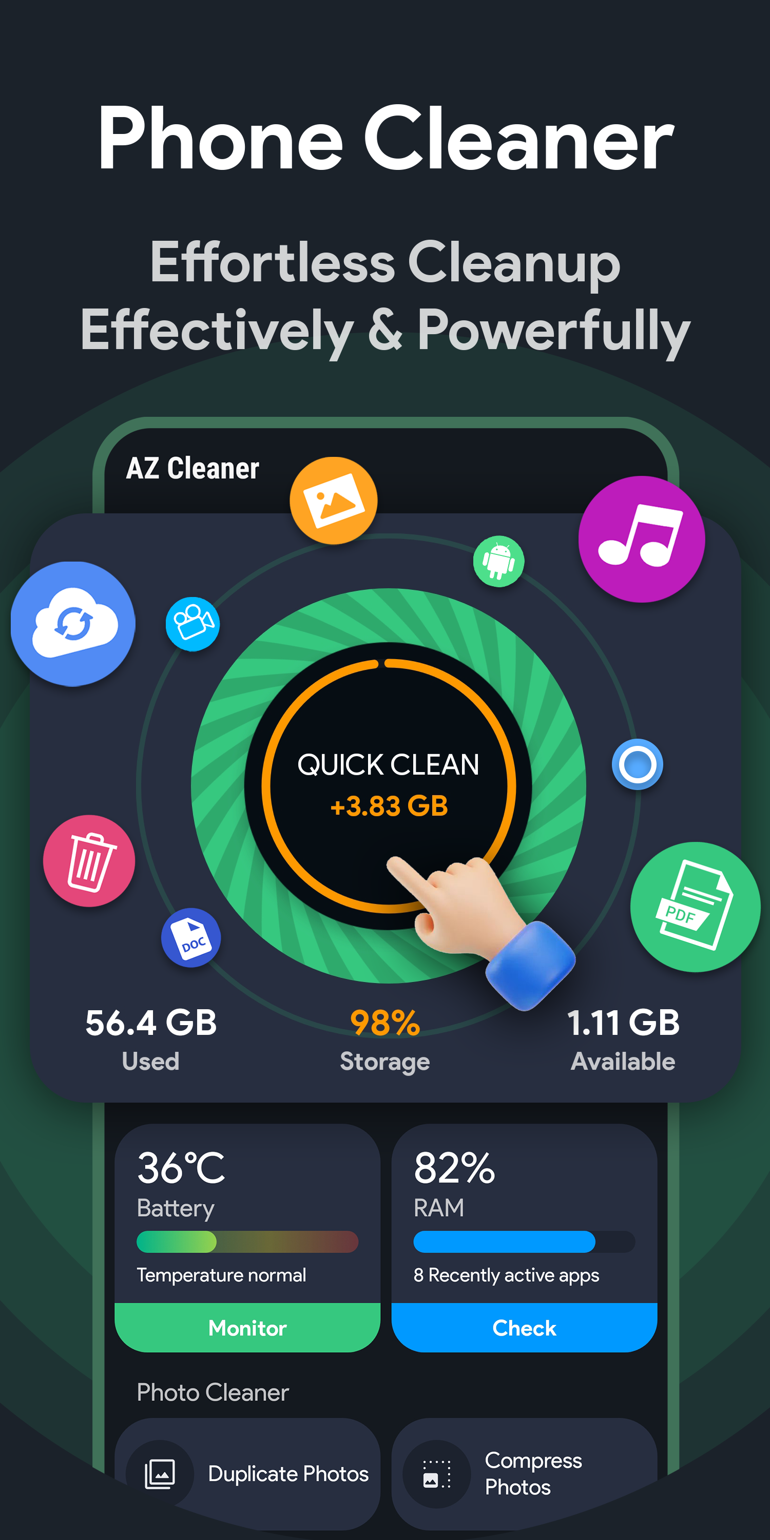 اسکرین شات 1 برنامه AZ Cleaner - Phone Cleaner