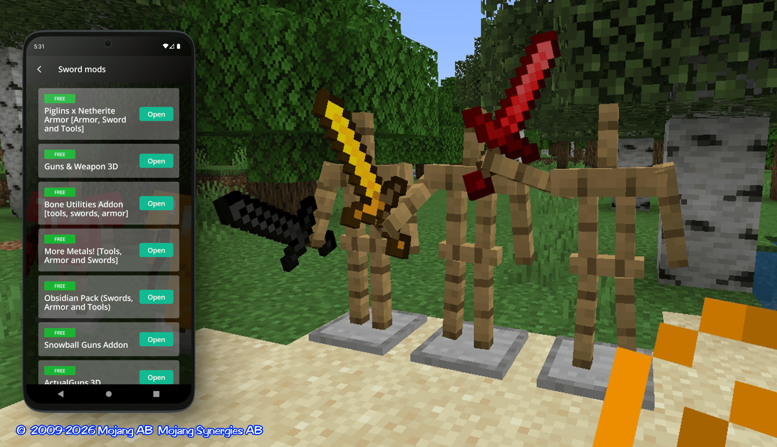 اسکرین شات 2 برنامه Swords for minecraft pe