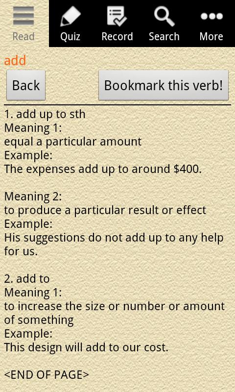 اسکرین شات 2 برنامه English Grammar - Phrasal Verb
