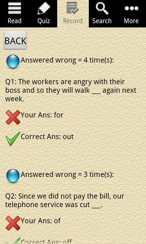 اسکرین شات 6 برنامه English Grammar - Phrasal Verb