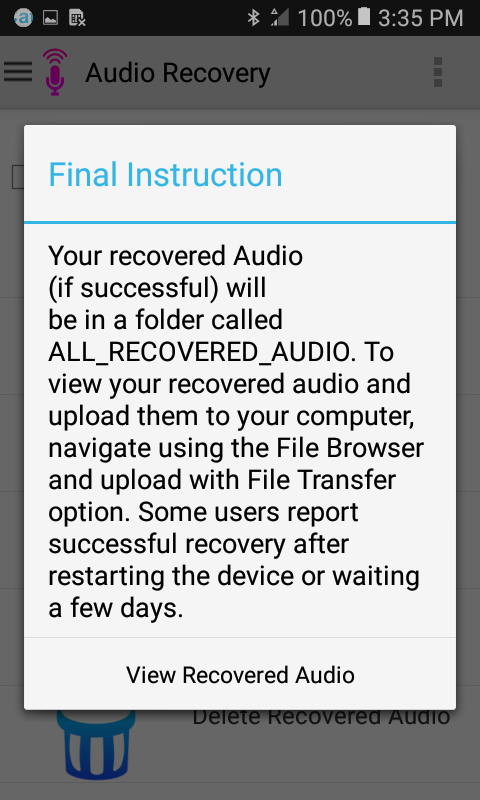 اسکرین شات 4 برنامه Audio Recovery