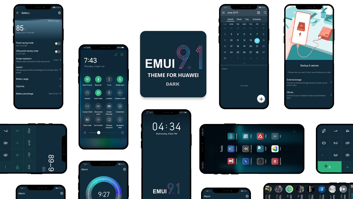 اسکرین شات 1 برنامه Dark Emui-9.1 Theme for Huawei