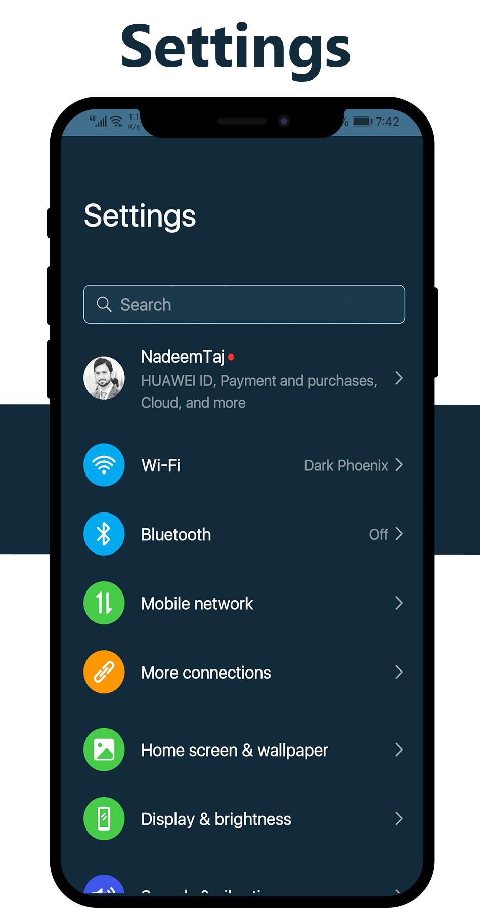 اسکرین شات 6 برنامه Dark Emui-9.1 Theme for Huawei