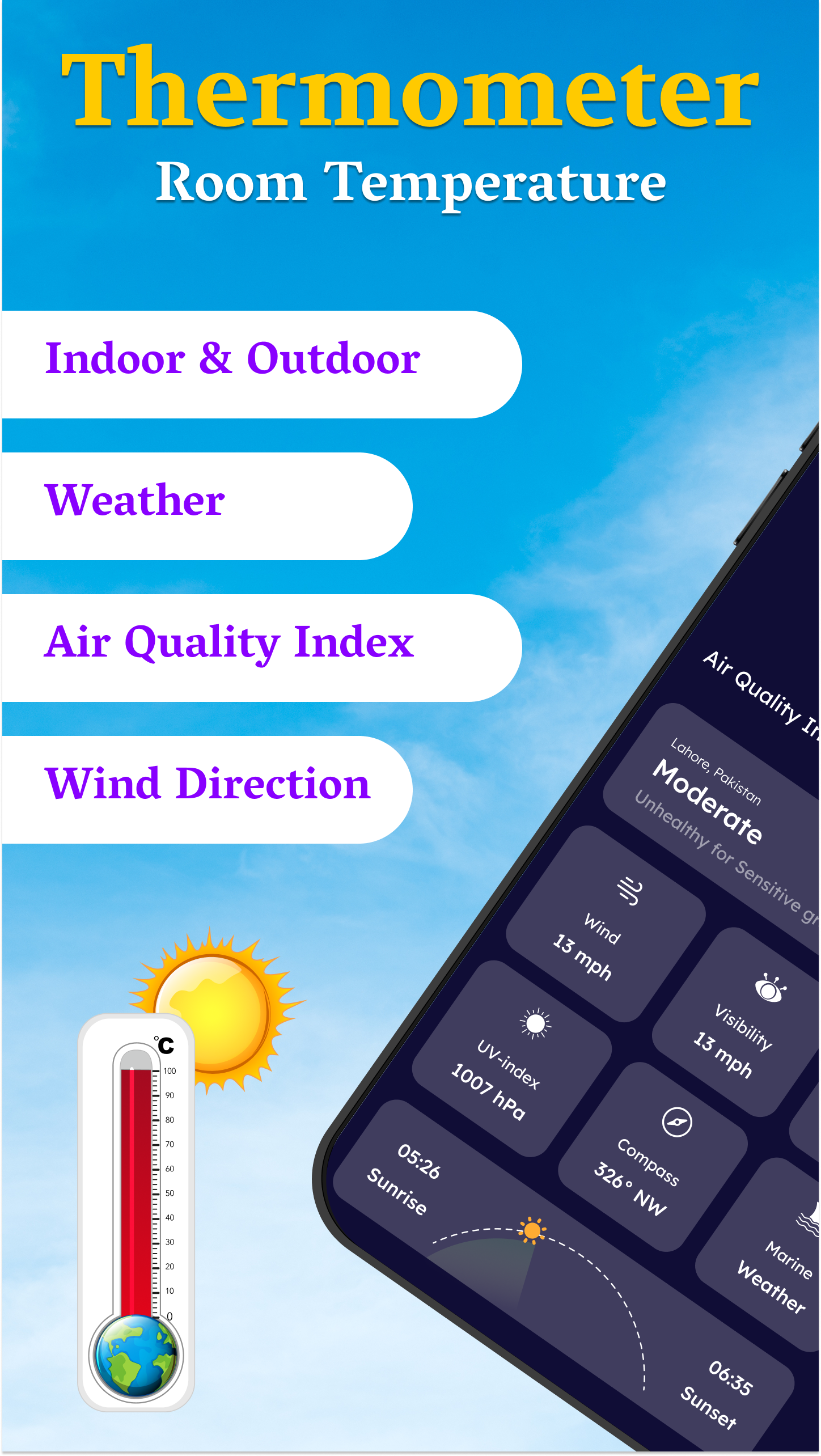 اسکرین شات 2 برنامه Room Temperature, Thermometer