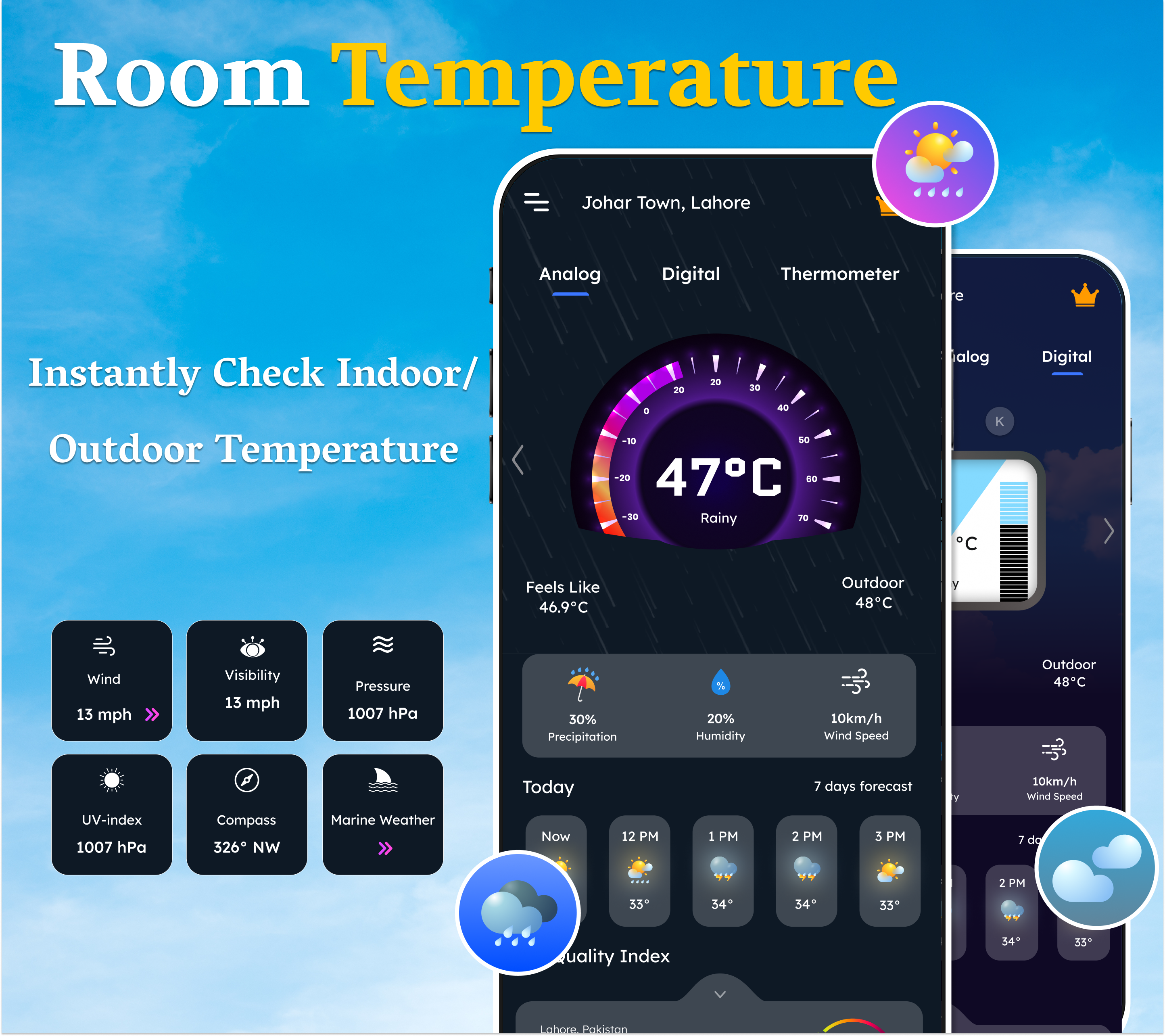 اسکرین شات 1 برنامه Room Temperature, Thermometer
