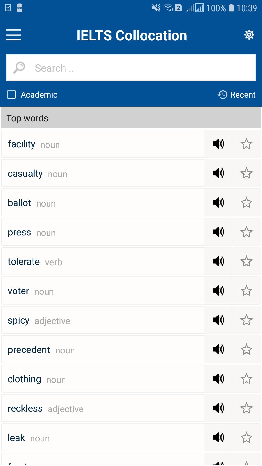 اسکرین شات 2 برنامه IELTS Collocations