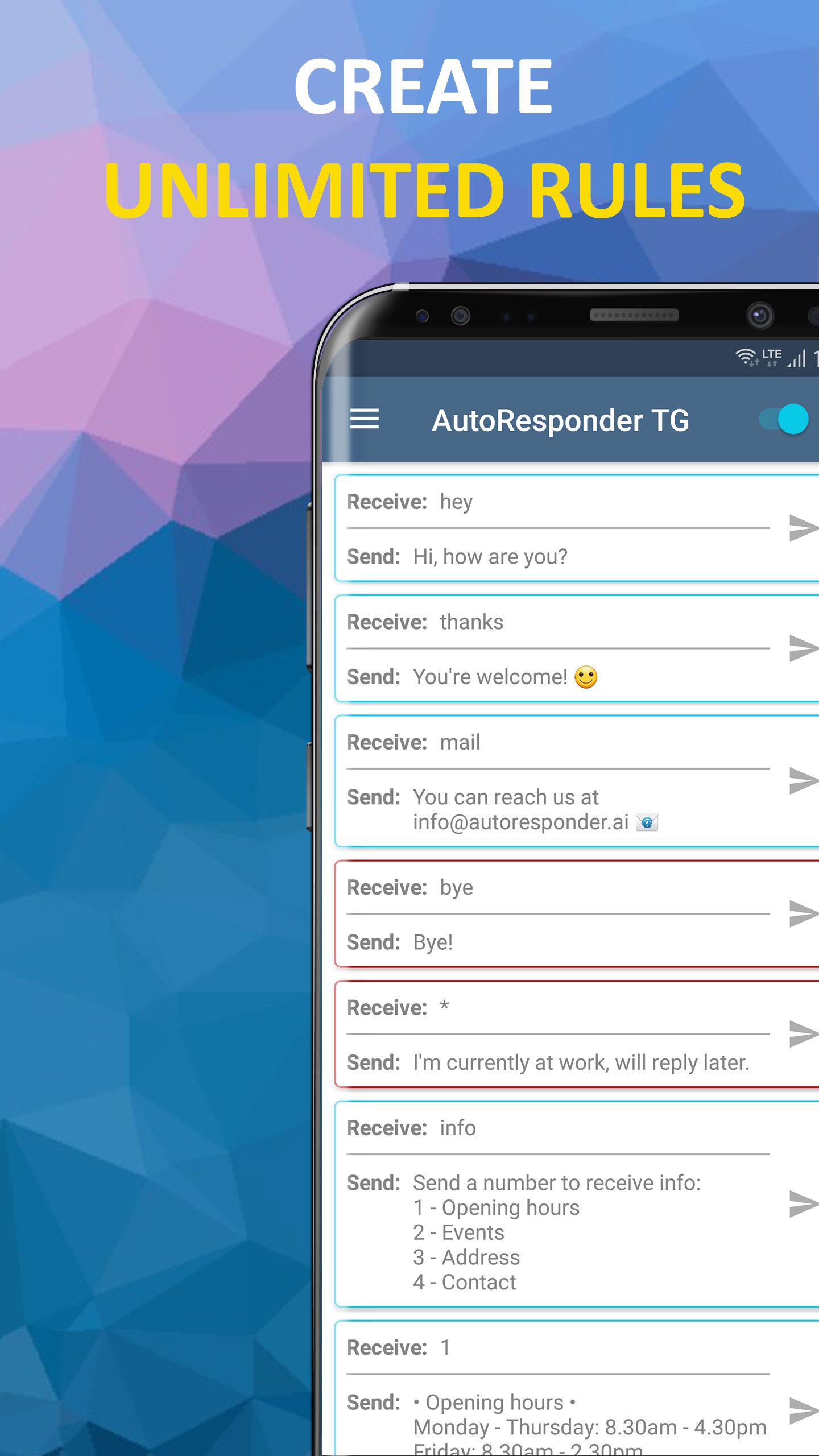 اسکرین شات 3 برنامه AutoResponder for TG