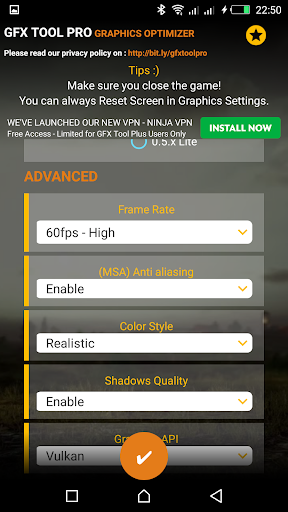 اسکرین شات 2 برنامه GFX Tool Pro for PU Battlegounds - 60FPS
