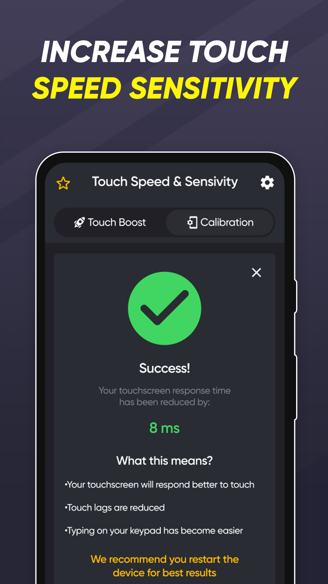 اسکرین شات 5 برنامه Touchscreen Response Speed Up