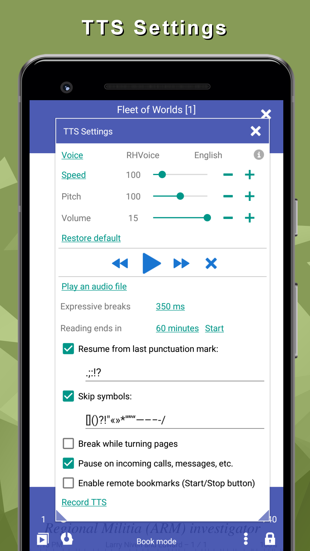 اسکرین شات 3 برنامه TTS Reader: reads aloud books