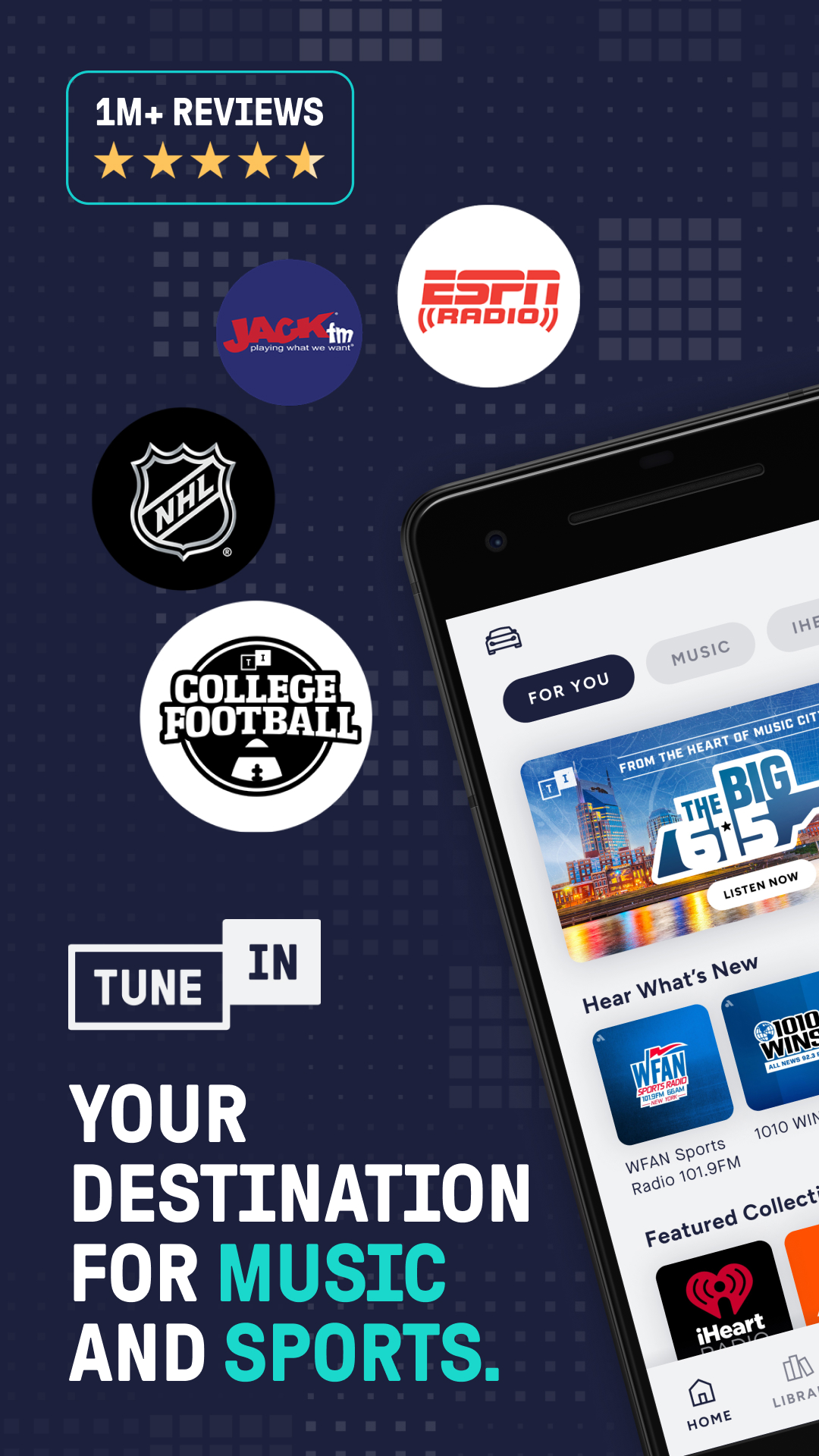 اسکرین شات 1 برنامه TuneIn Radio: Music & Sports