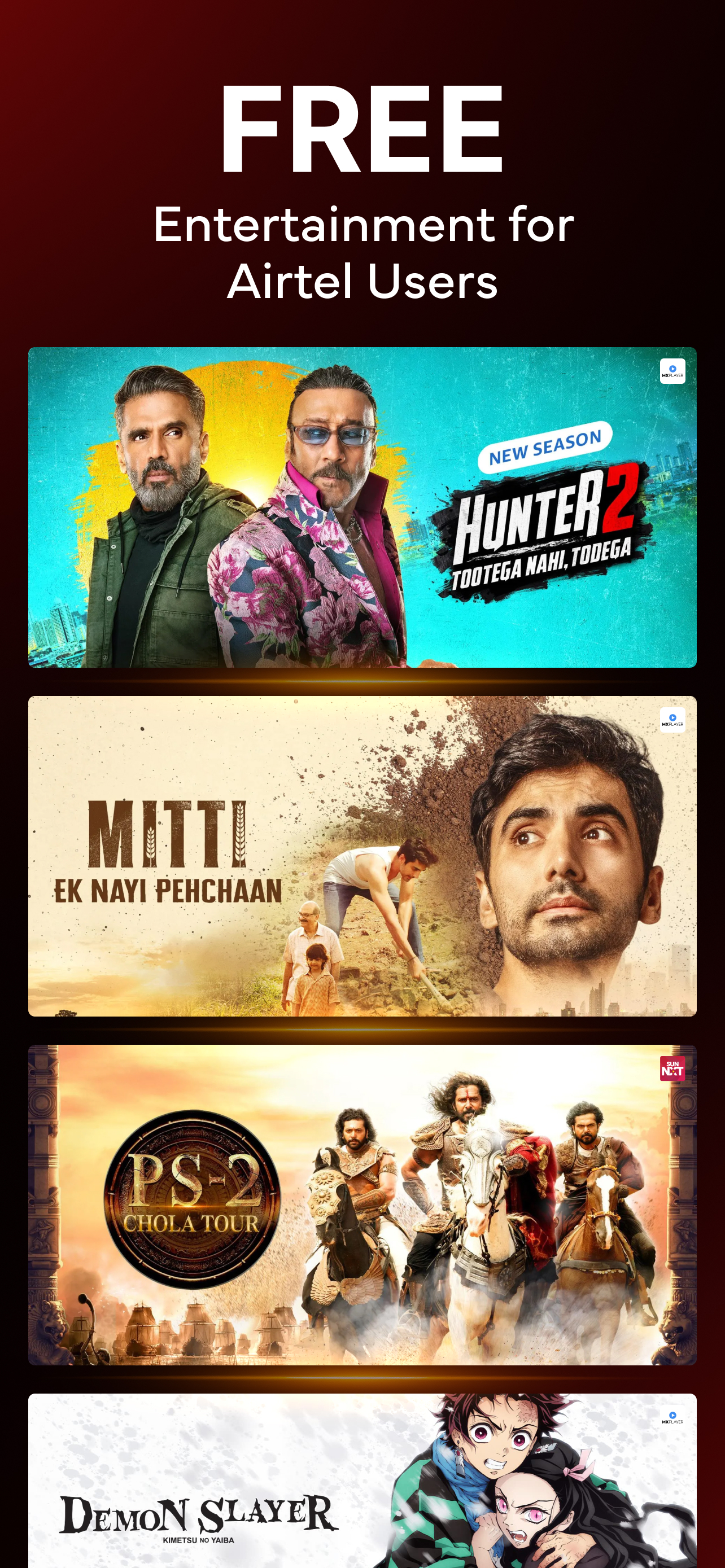 اسکرین شات 4 برنامه Airtel Xstream Play: 25+ OTTs