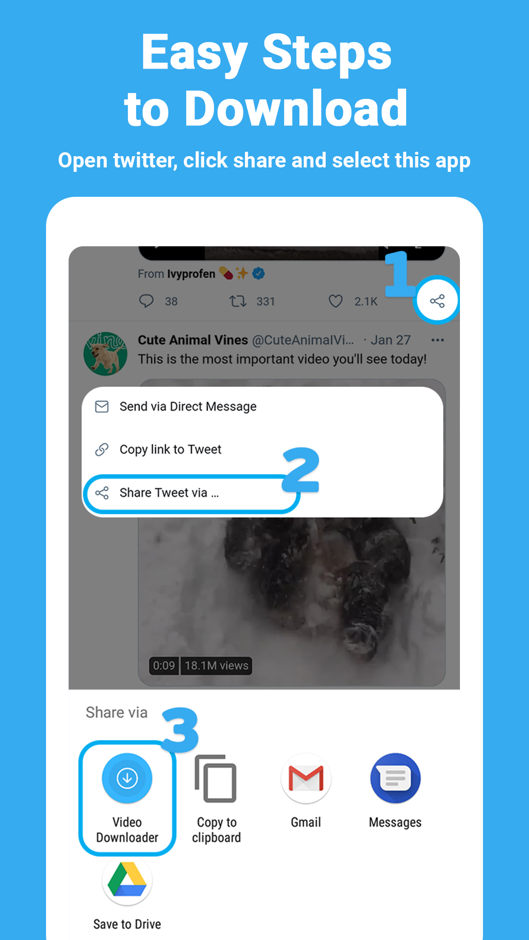 اسکرین شات 2 برنامه Video Downloader for Twitter