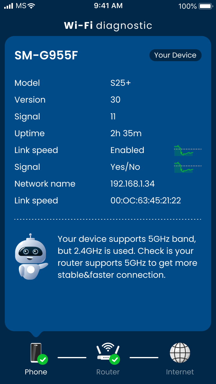 اسکرین شات 1 برنامه WiFi Optimize&Diagnose