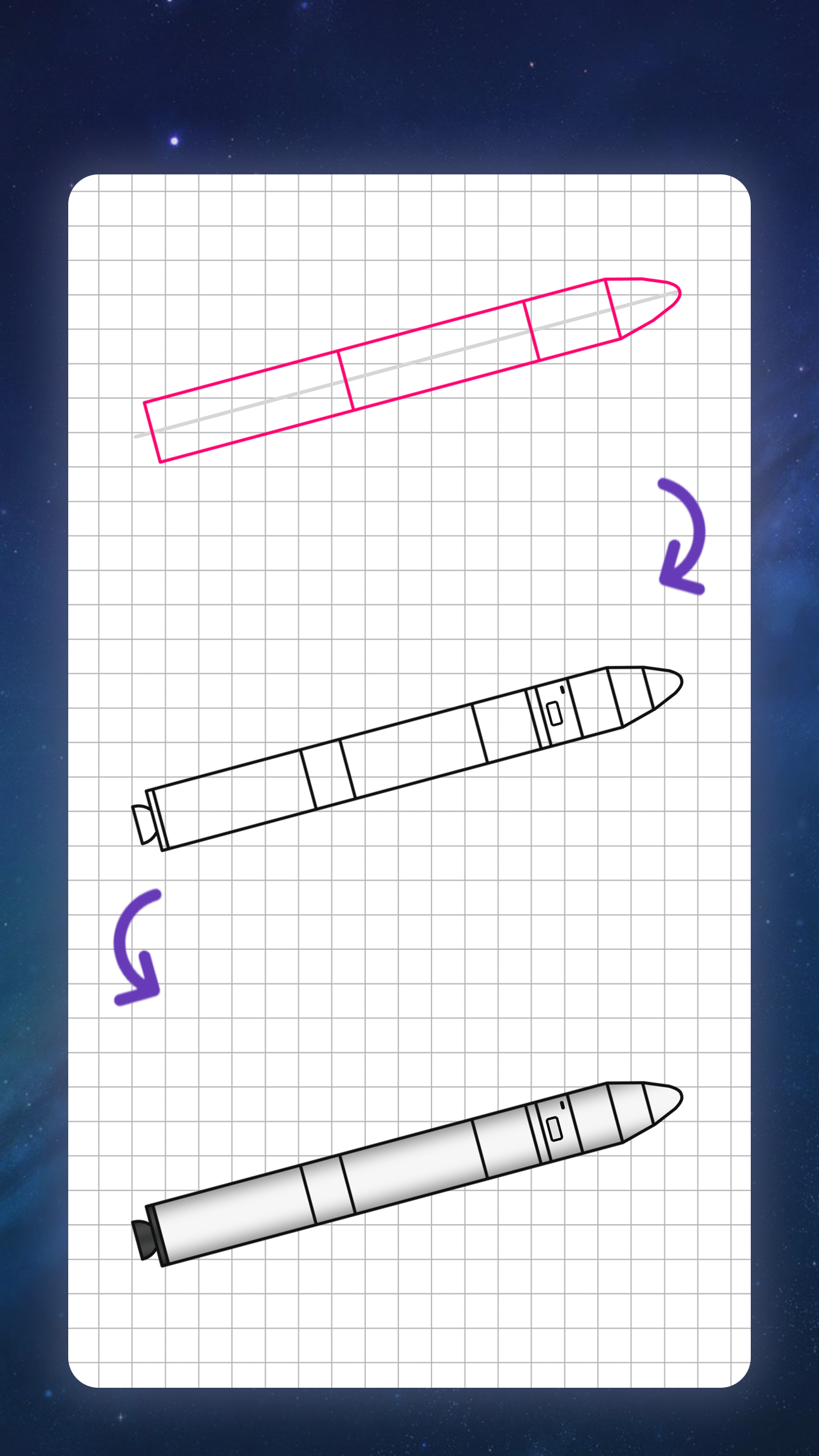 اسکرین شات 5 برنامه How to draw rockets by steps
