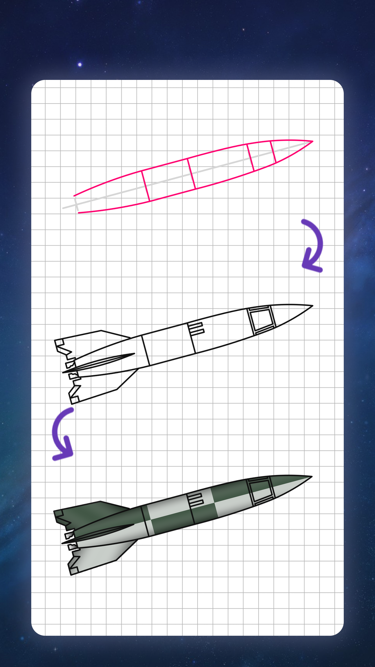 اسکرین شات 6 برنامه How to draw rockets by steps