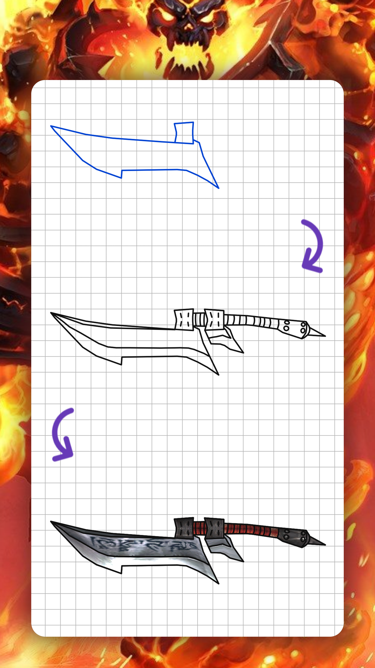 اسکرین شات 6 برنامه How to draw fantasy weapons