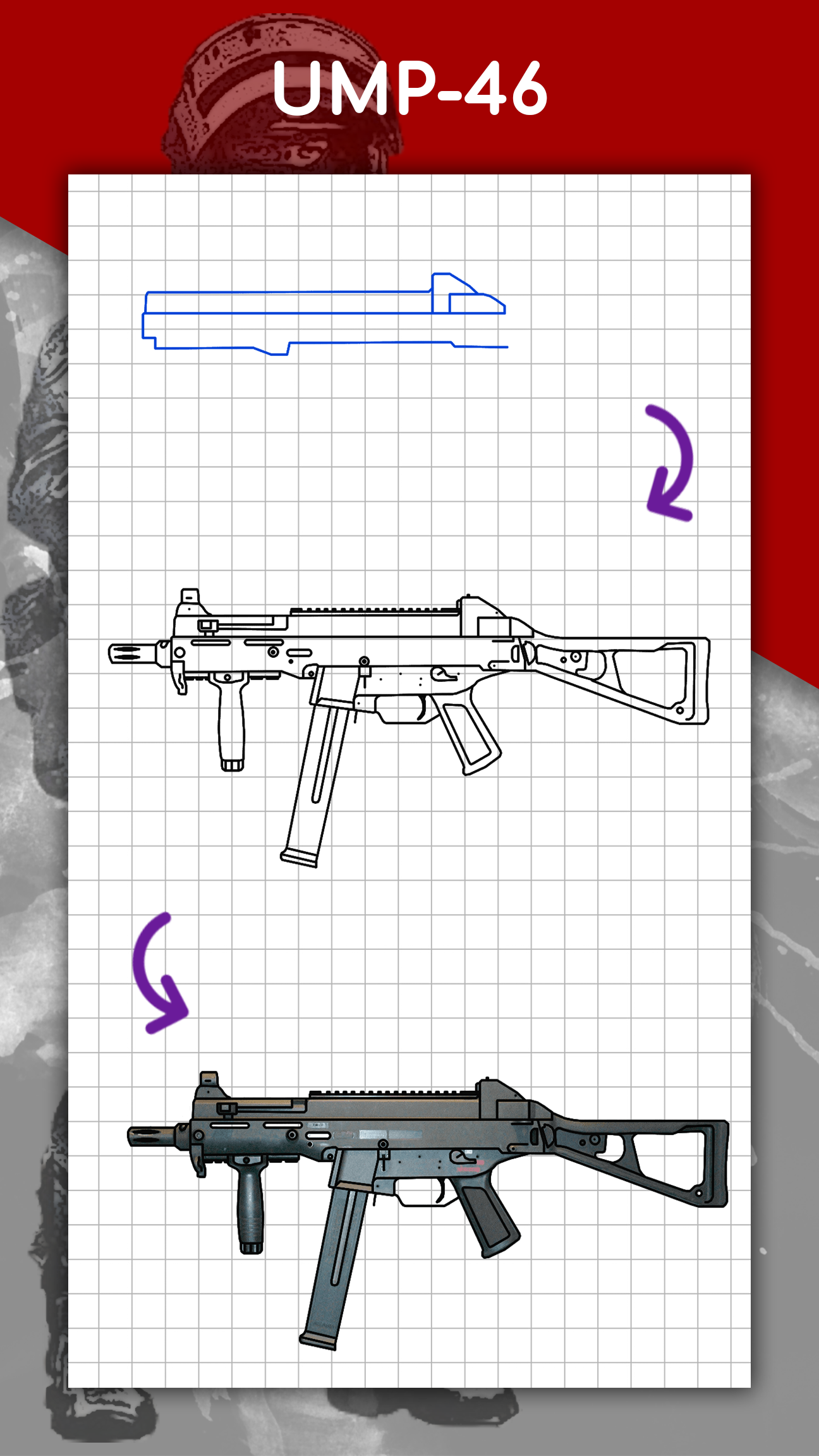 اسکرین شات 8 برنامه How to draw weapons by steps