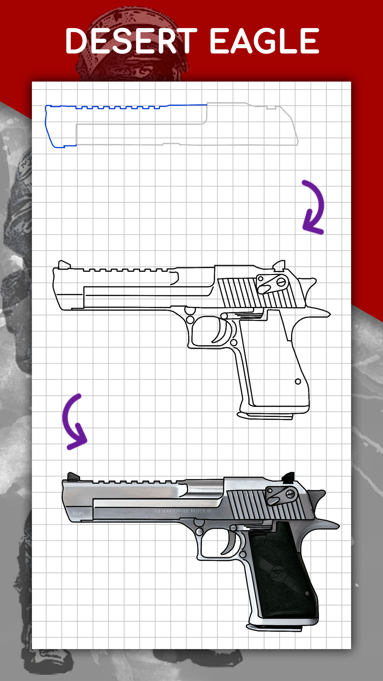 اسکرین شات 7 برنامه How to draw weapons by steps