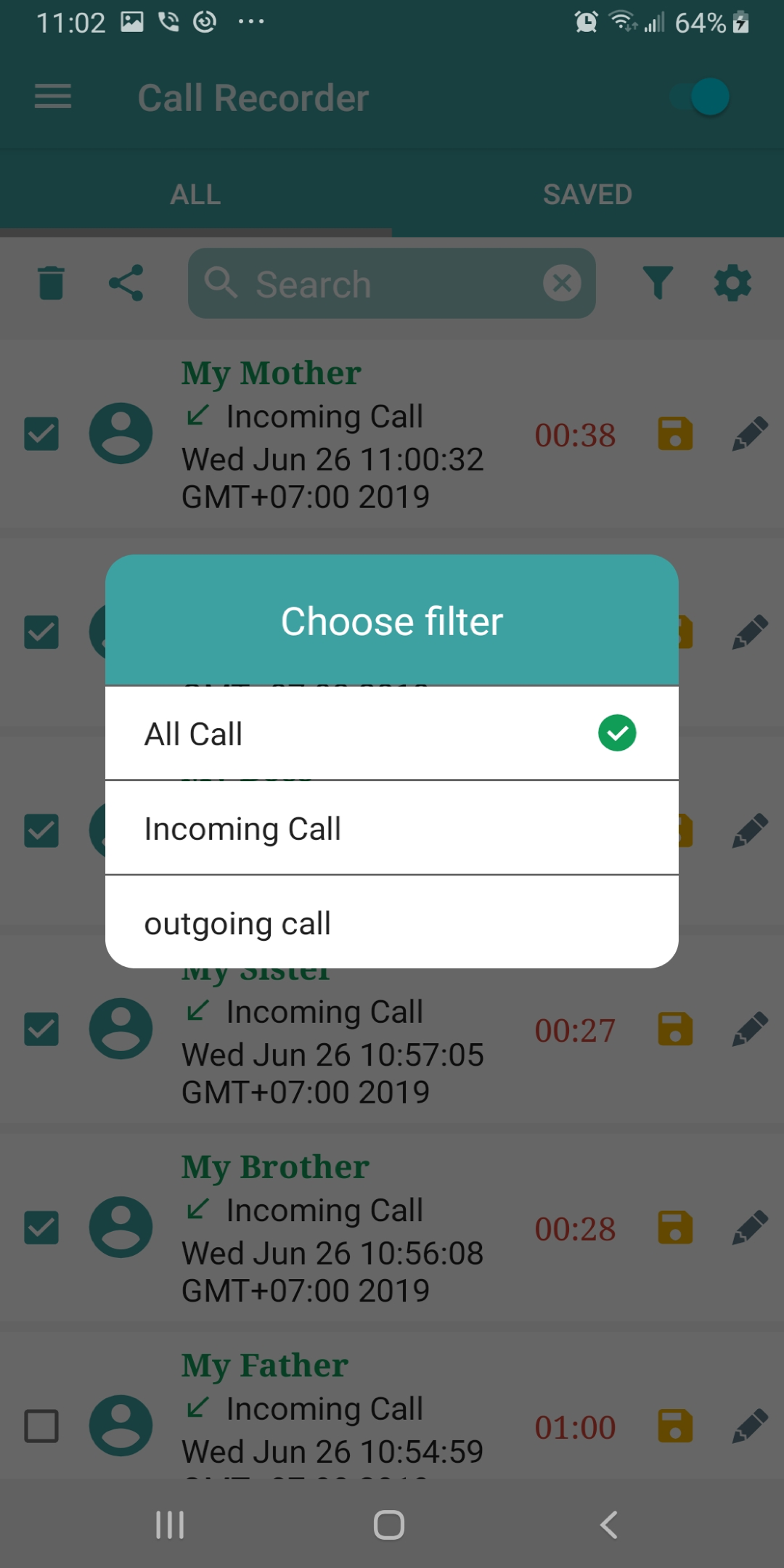 اسکرین شات برنامه Auto Call Recorder 4