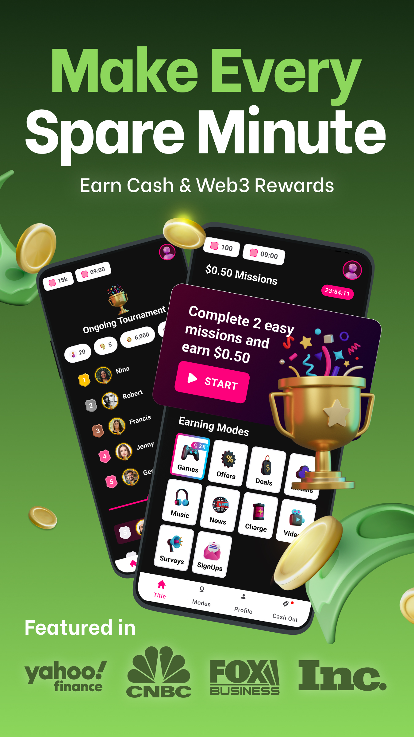 اسکرین شات 2 برنامه Make Money: Play & Earn Cash