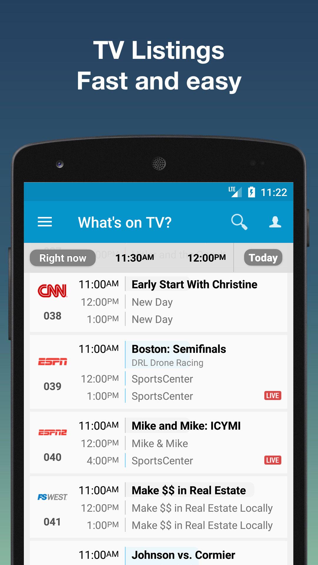 اسکرین شات 1 برنامه TV24: US TV Guide & Schedules