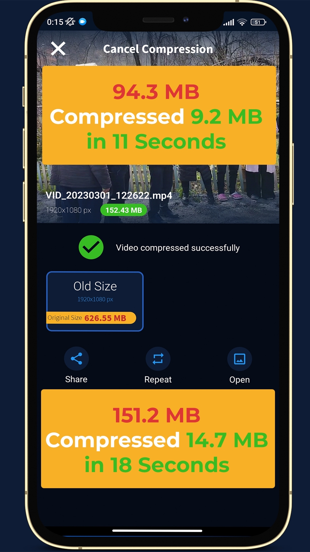 اسکرین شات 3 برنامه Video Compress No-Lose Quality