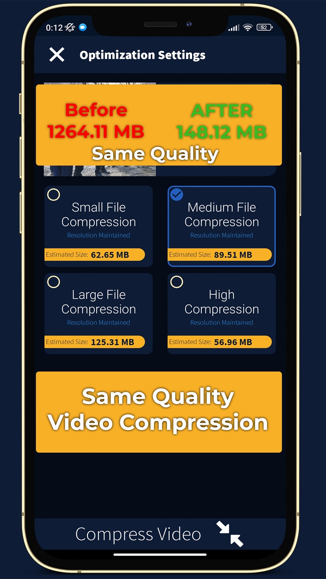 اسکرین شات 1 برنامه Video Compress No-Lose Quality