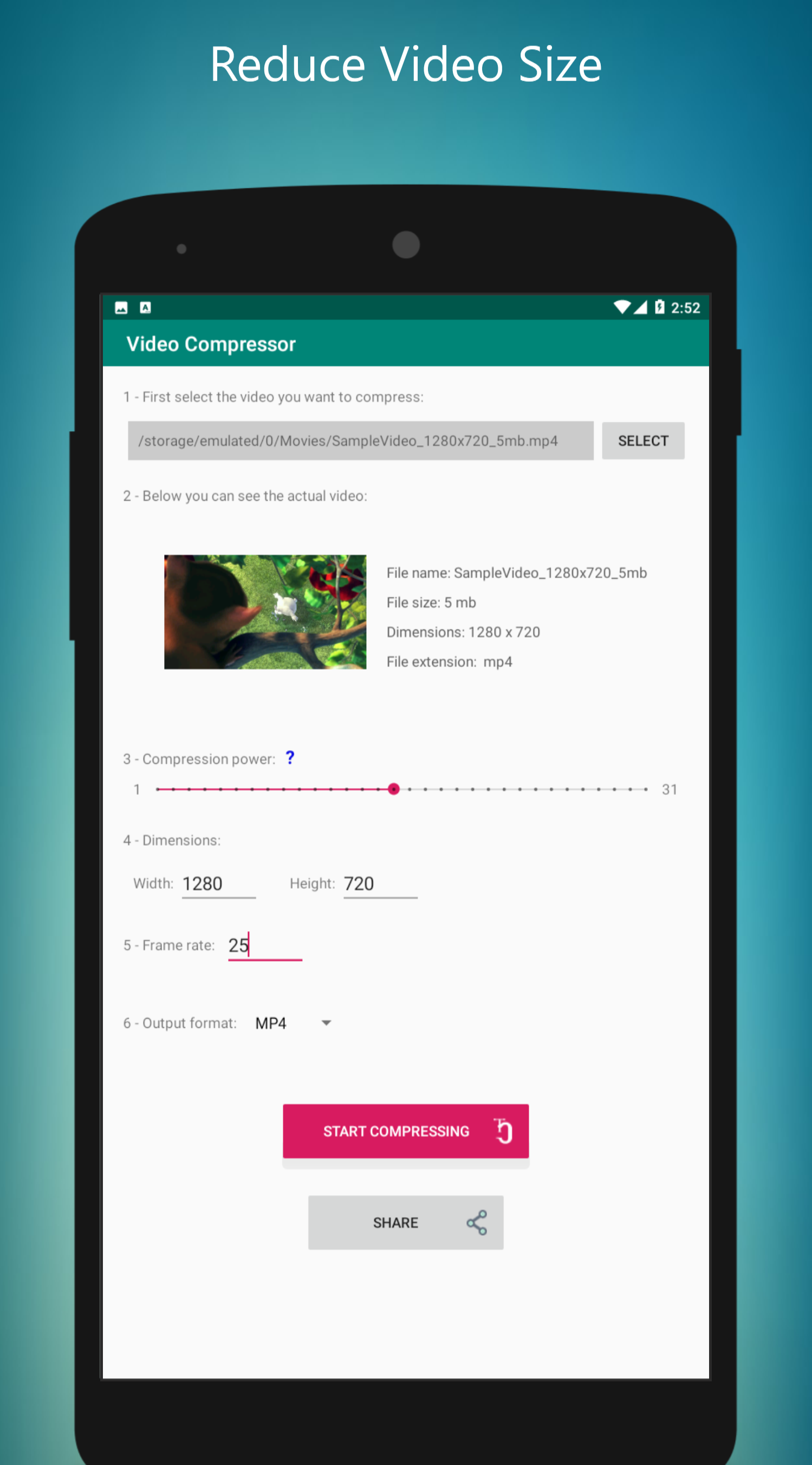 اسکرین شات 2 برنامه Video Compressor - Reduce Vide