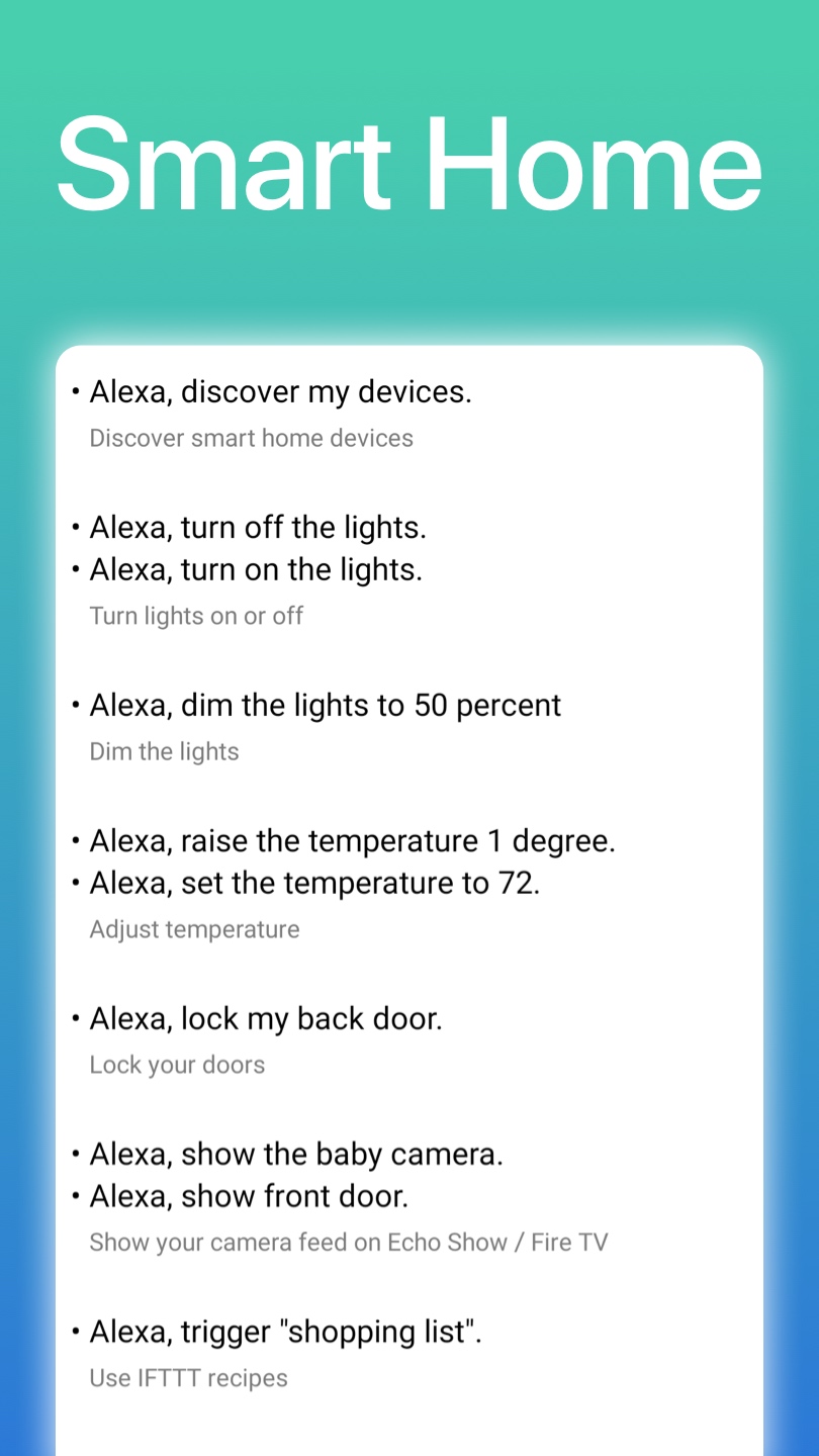 اسکرین شات 3 برنامه Commands for Alexa