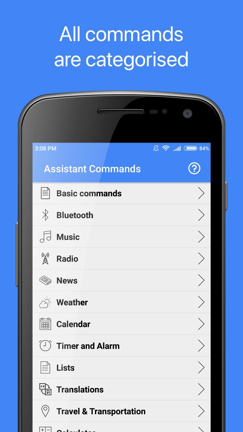اسکرین شات 1 برنامه Commands for Google Assistant