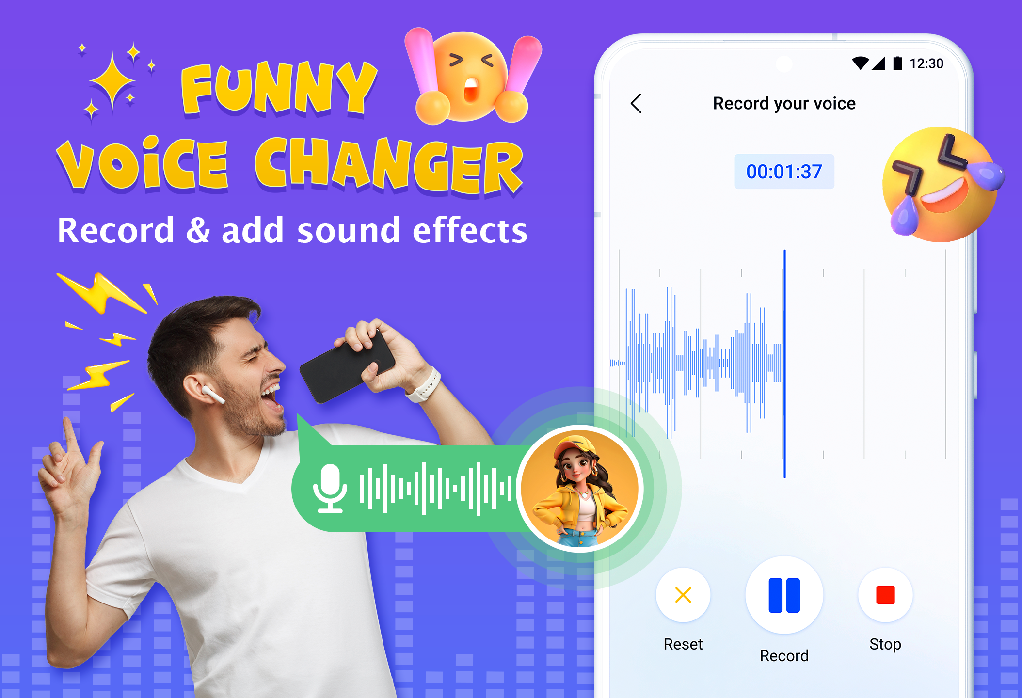 اسکرین شات 1 برنامه Voice Changer AI, Sound Effect