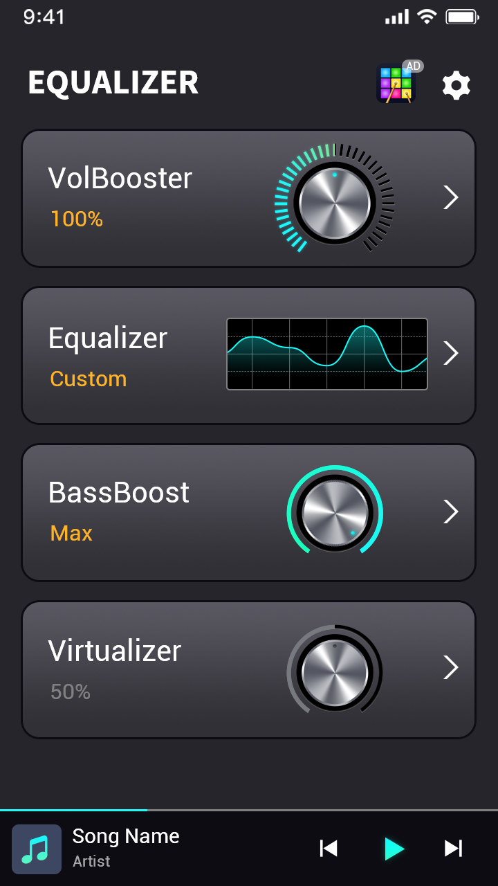 اسکرین شات 1 برنامه Volume & Bass Boost Equalizer